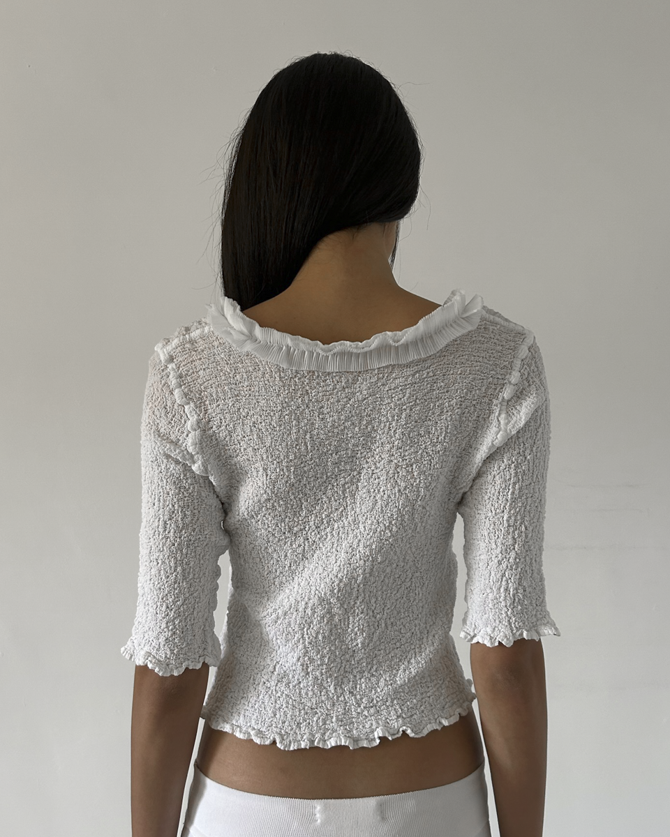 Issey Miyake Cropped Crinkle Top