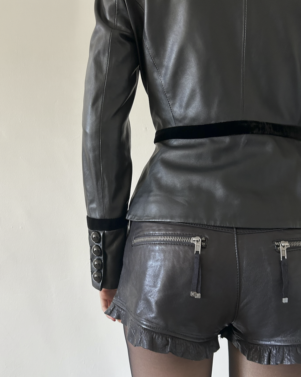 Emporio Armani Napoleon Leather & Velvet Jacket