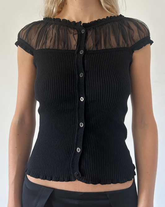 RED Valentino Sheer Button-Down Top