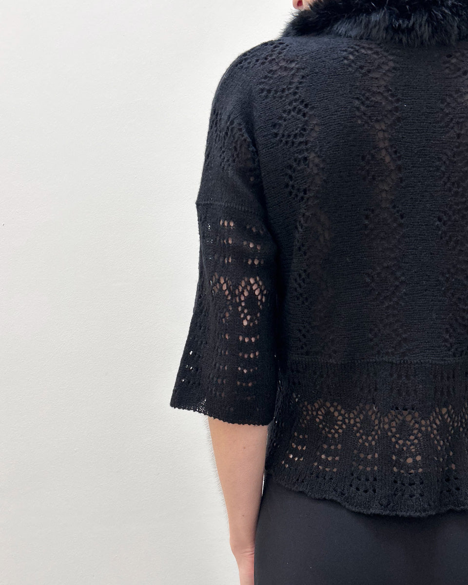 Emporio Armani Fur-Trim Knit Cardigan