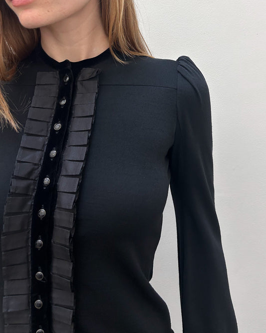 Balenciaga by Nicolas Ghesquière 2006 Velvet Ruffle Top