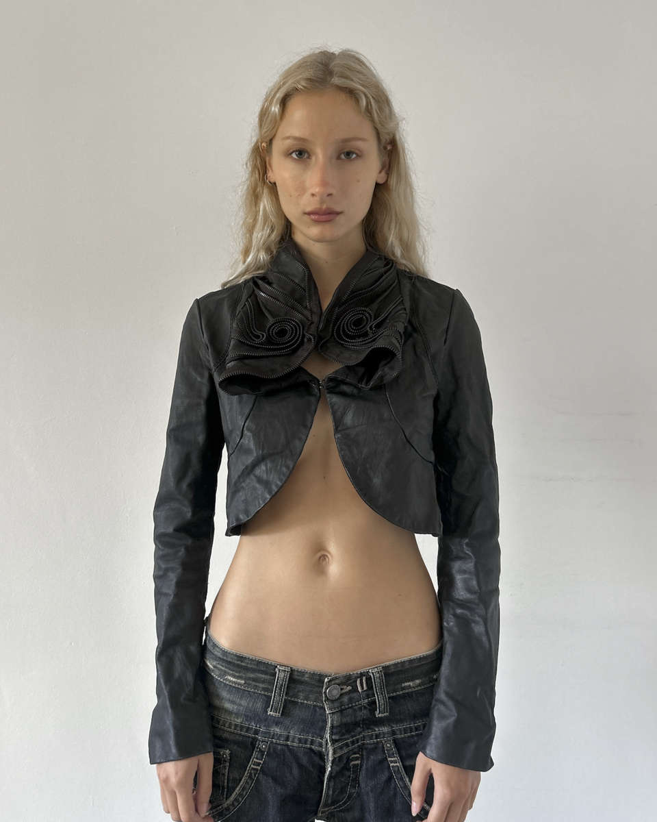 BCBG Max Azria Cropped Leather Bolero