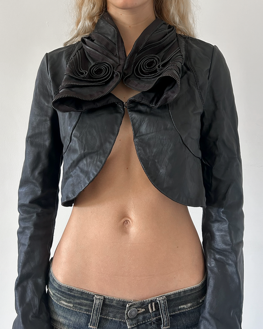 BCBG Max Azria Cropped Leather Bolero