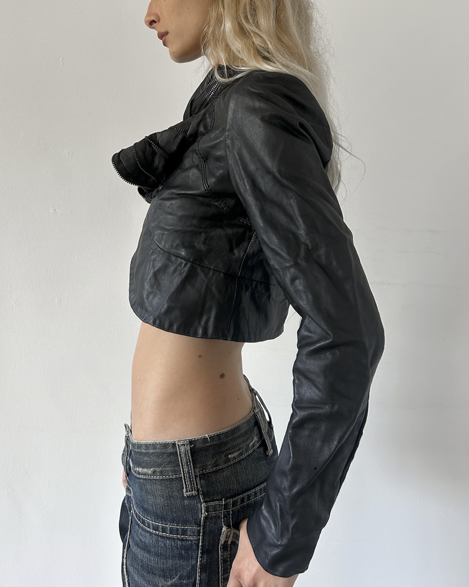BCBG Max Azria Cropped Leather Bolero