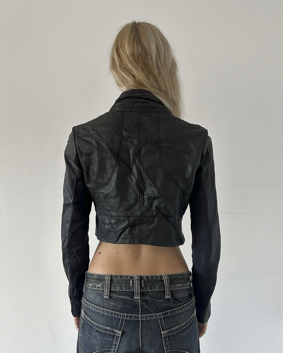 BCBG Max Azria Cropped Leather Bolero
