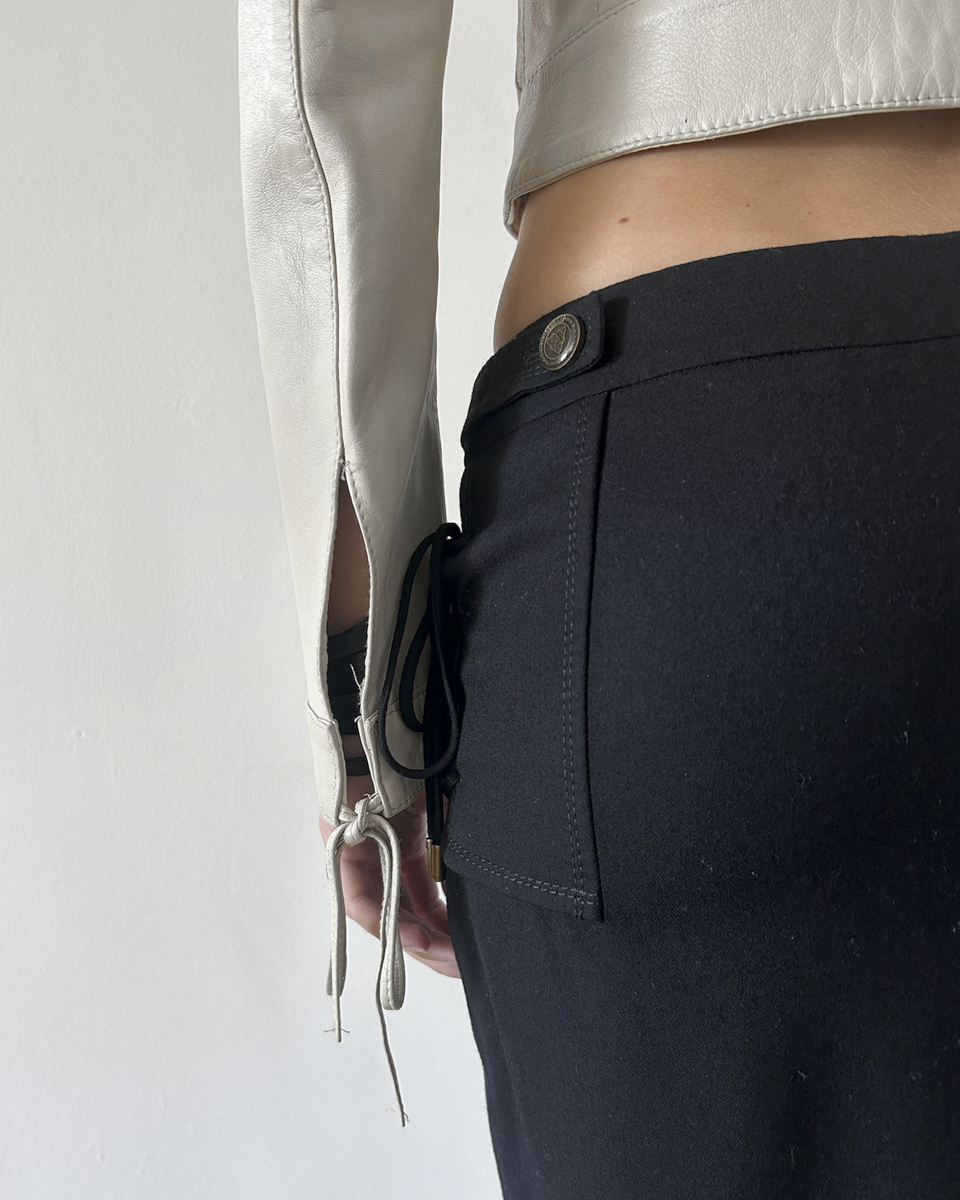 Blue Deep Cropped Leather Jacket