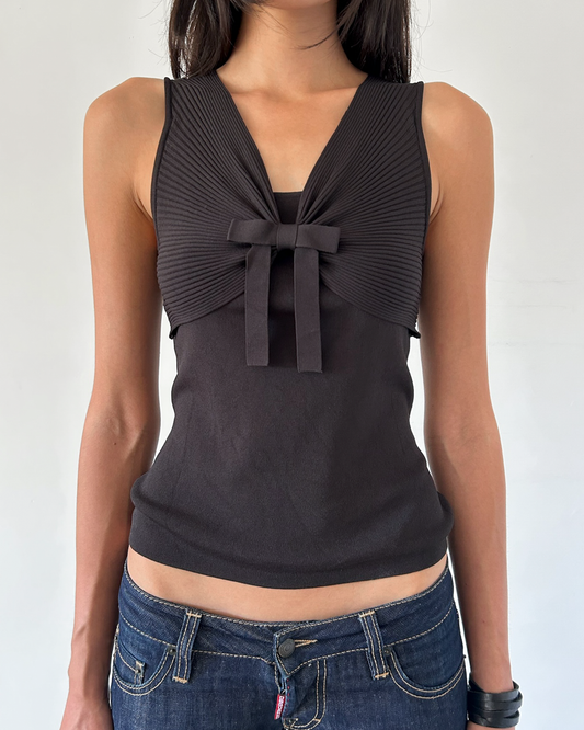 Courreges Paris Ribbed Knit Top