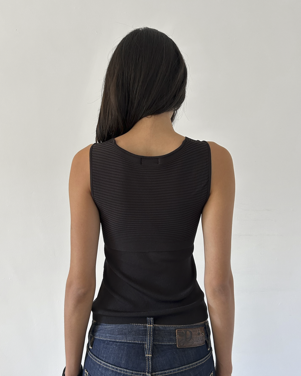 Courreges Paris Ribbed Knit Top