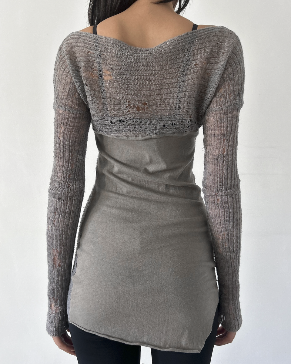 Giovanni Cavagna Distressed Knit Tunic Sweater