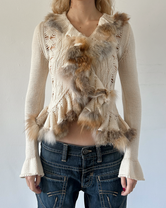 Roberta Scarpa Knit & Fur Cardigan