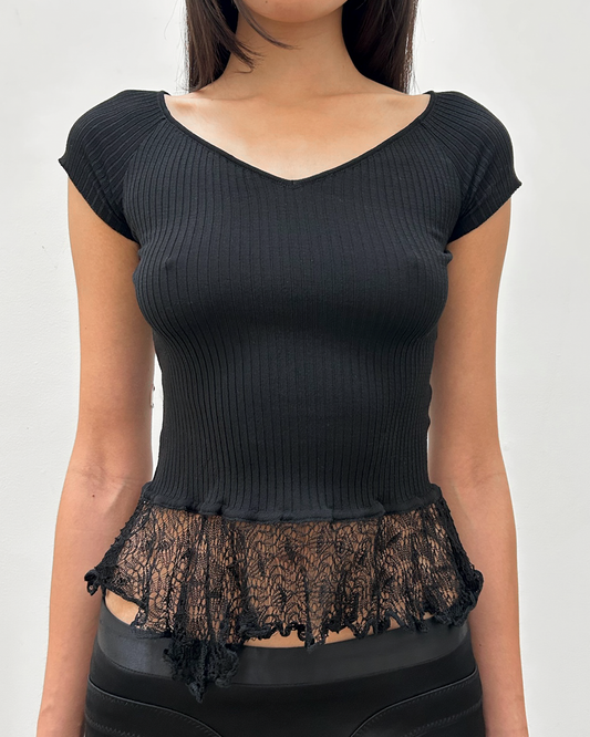 Anna Molinari Lace Peplum Top