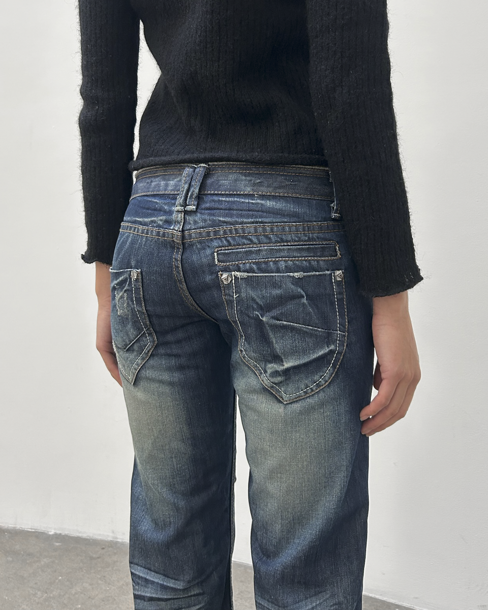 Low-Rise Dark Wash Denim