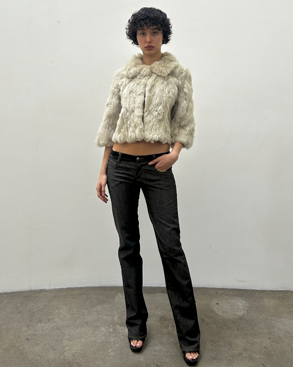 Rabbit Fur Cropped Jacket
