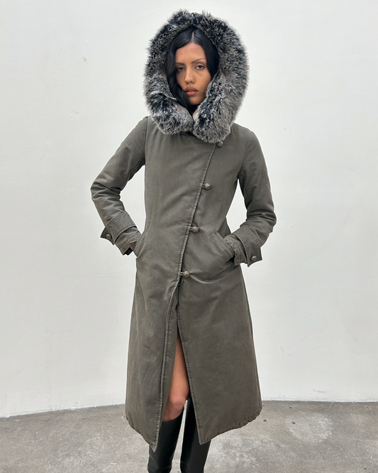 Pinko Fur-Trimmed Parka Coat