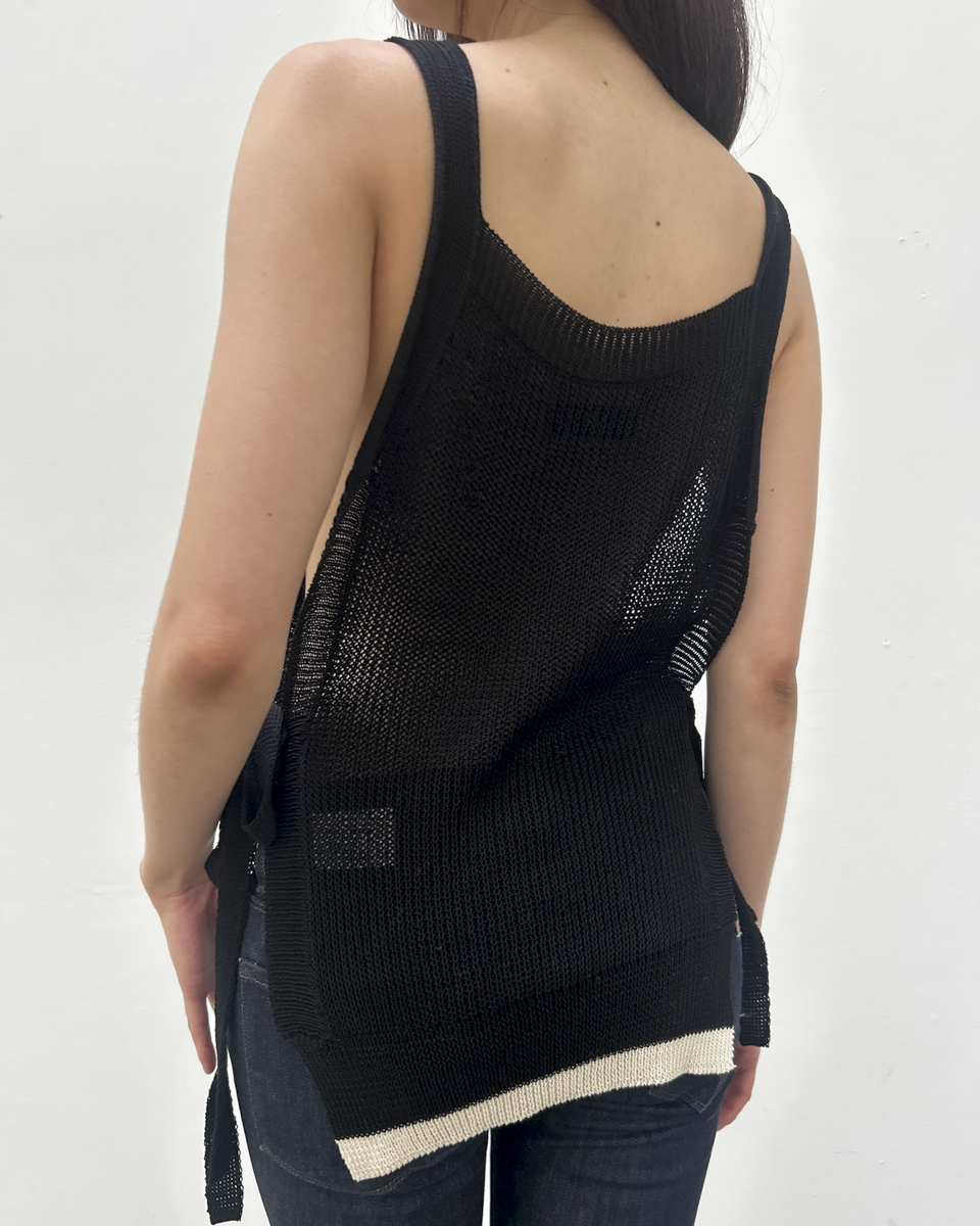 Y's Yohji Yamamoto Open-Knit Side Tie Top