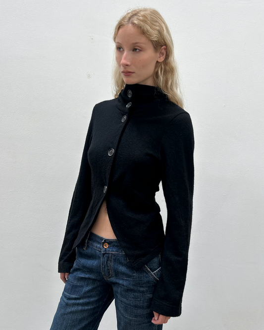 Y's Yohji Yamamoto Funnel Neck Button-Up Cardigan