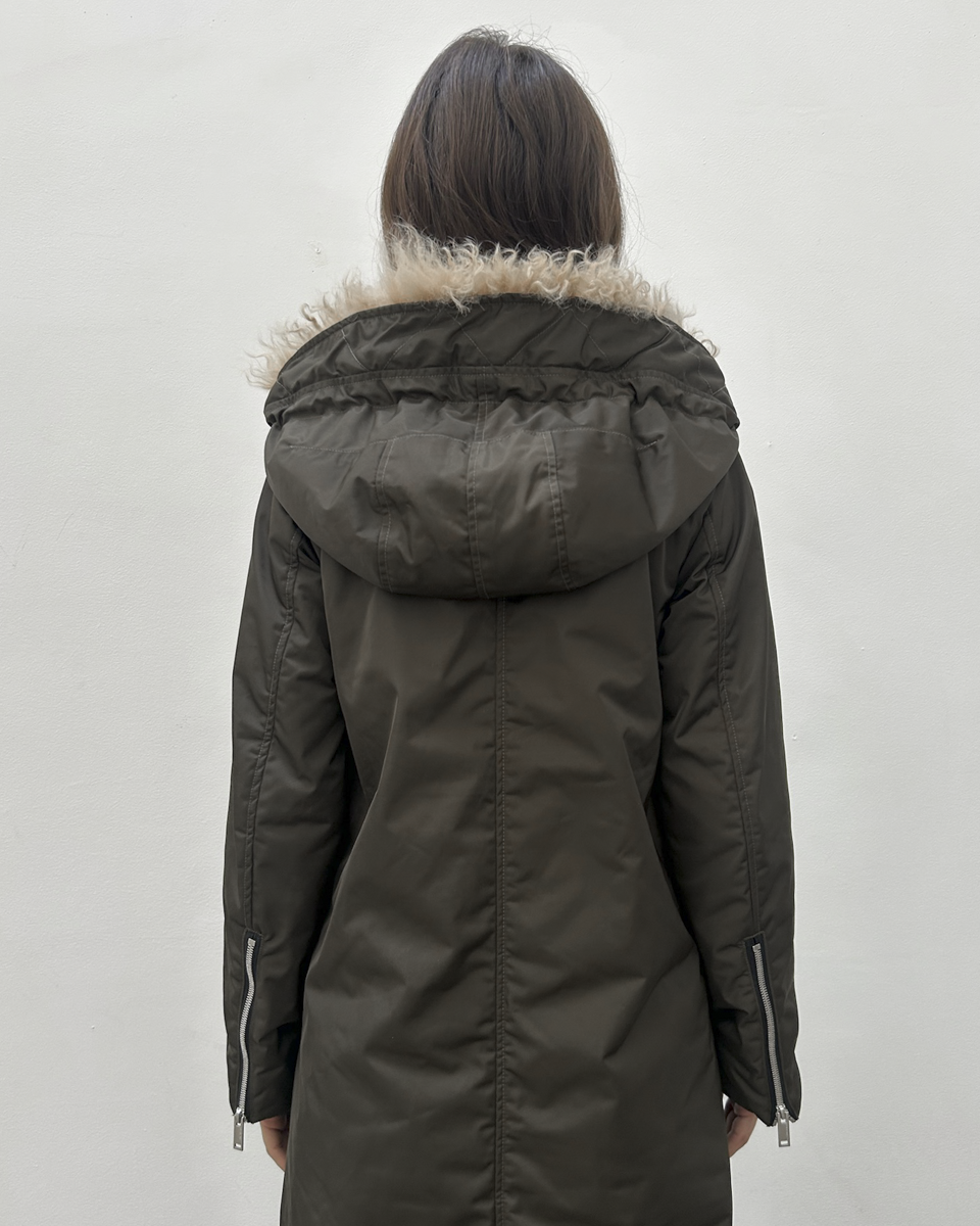 Costume National Hooded Faux-Fur Trim Padded Coat