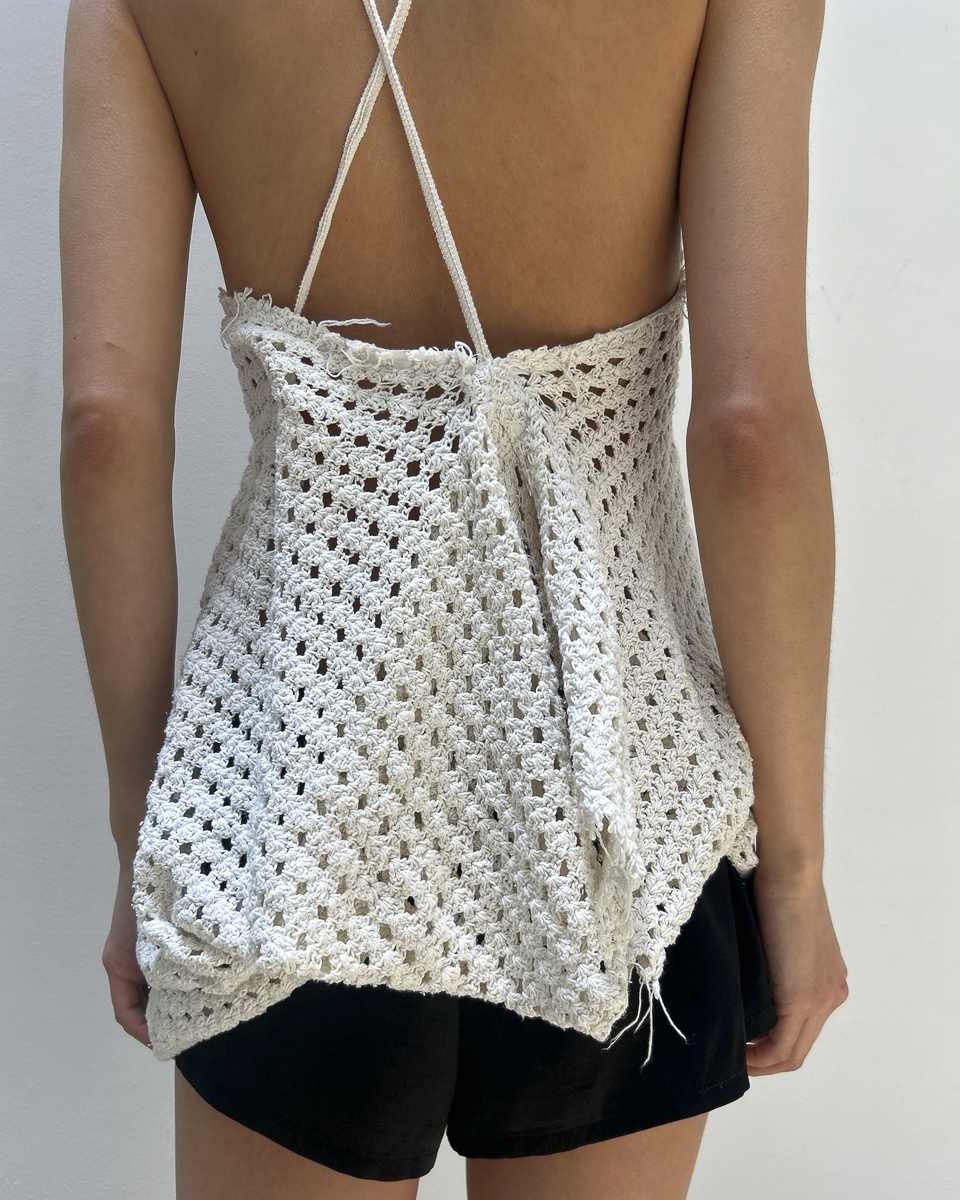 Marc Le Bihan Open-Knit Crochet Halter Top