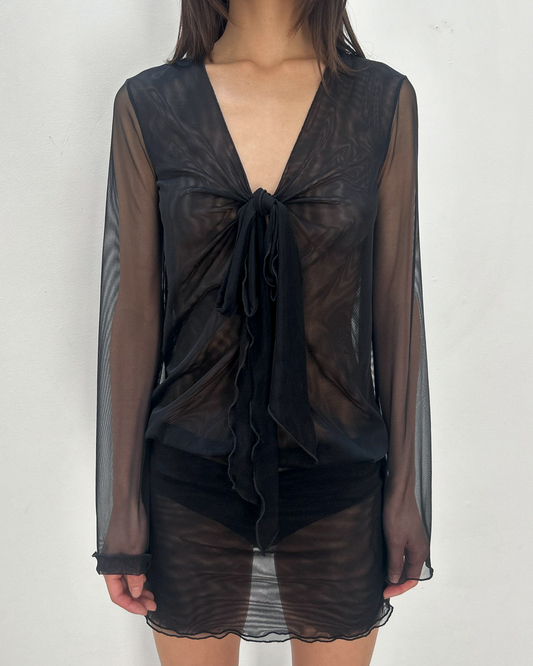 Blumarine Sheer Mesh Tie-Front Tunic / Dress