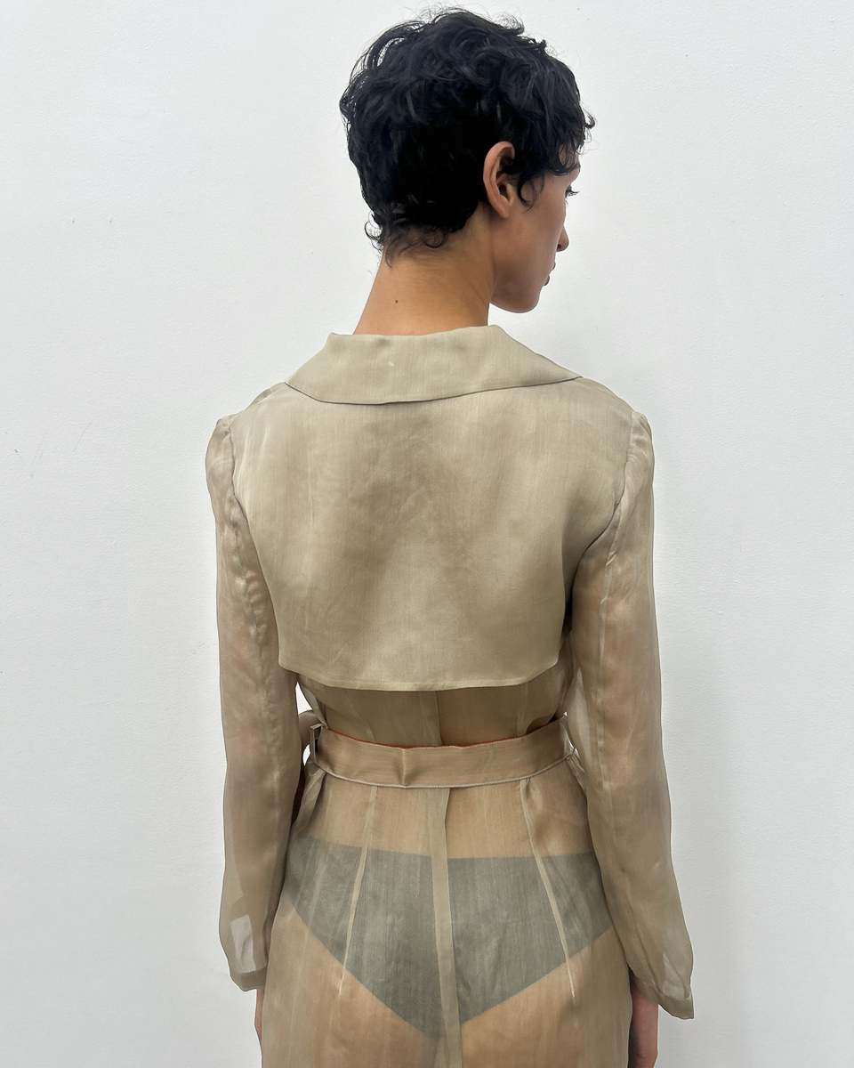 Alberta Ferretti Sheer Silk Trench Coat