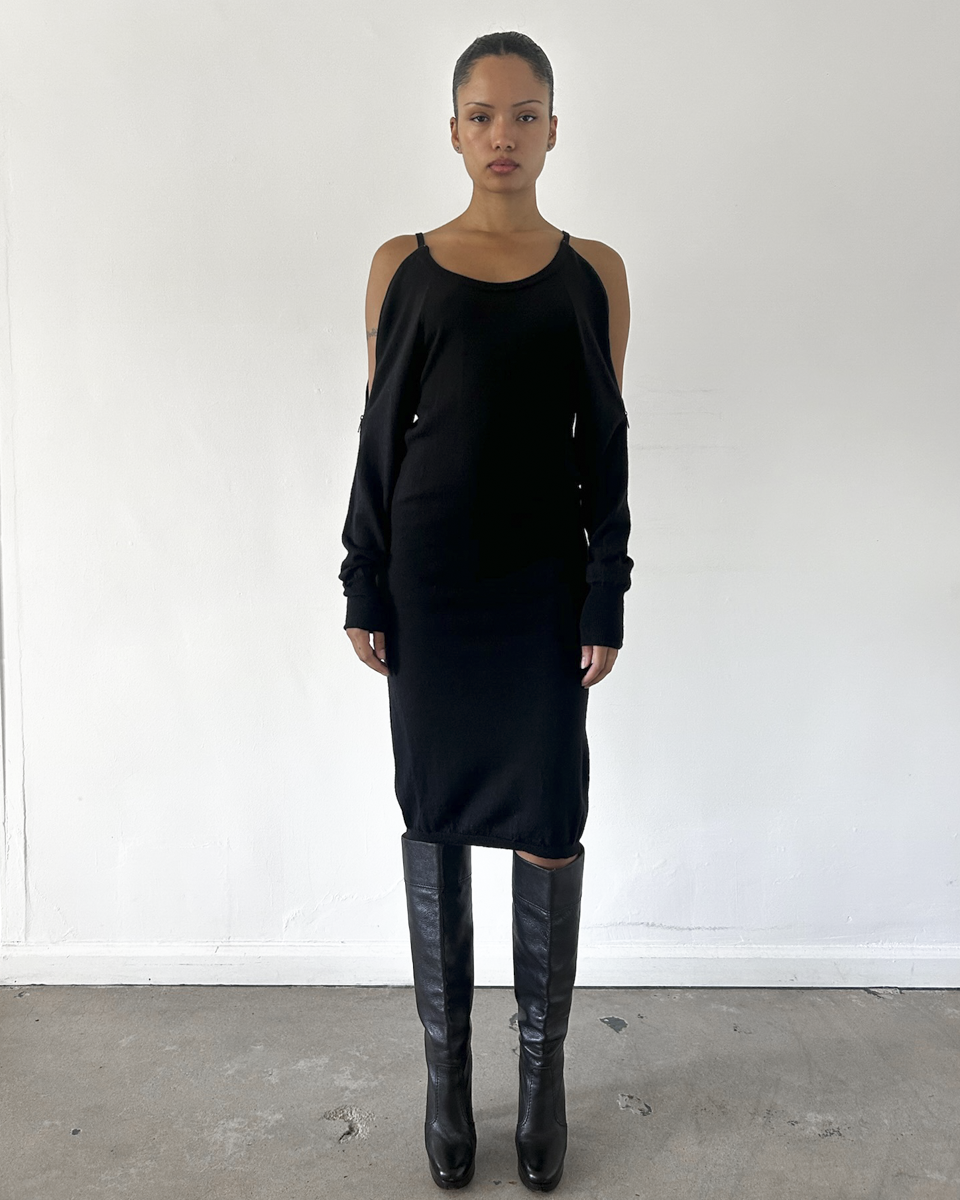 MM6 Maison Margiela Off the Shoulder Zipper Knit Dress