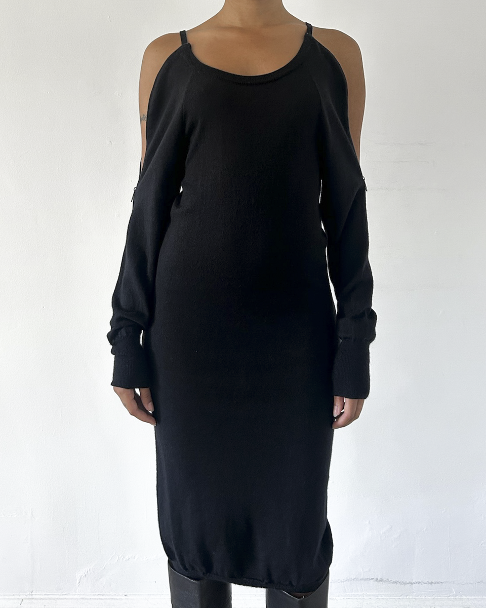MM6 Maison Margiela Off the Shoulder Zipper Knit Dress