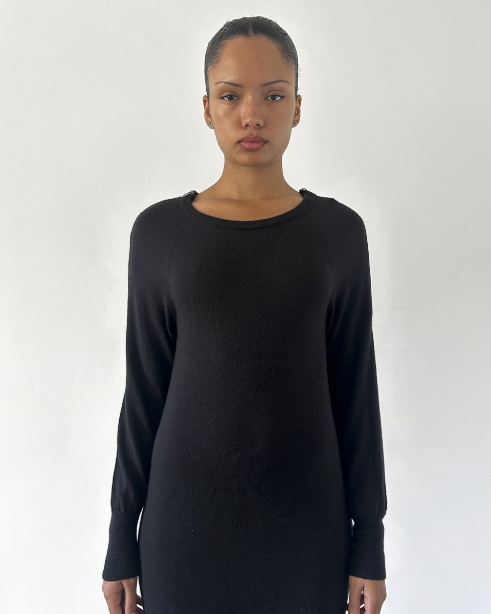 MM6 Maison Margiela Off the Shoulder Zipper Knit Dress