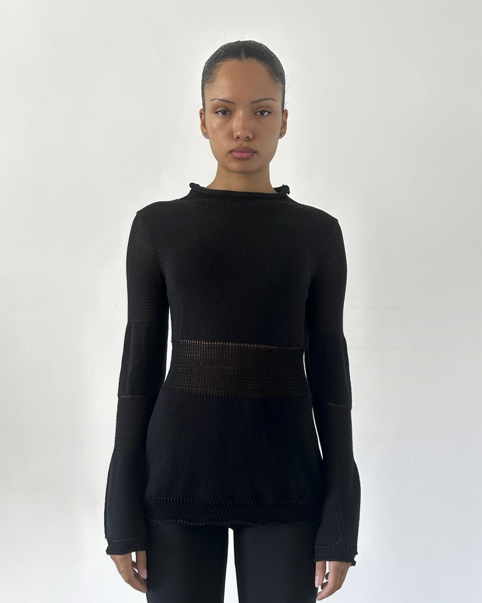 Y’s Yohji Yamamoto AW2002 Peplum Sheer Knit Sweater