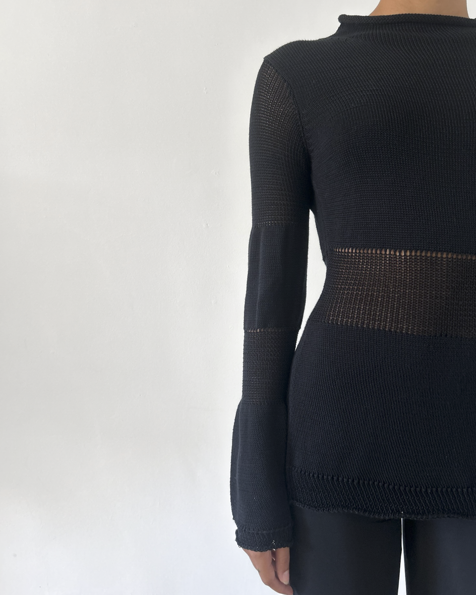 Y’s Yohji Yamamoto AW2002 Peplum Sheer Knit Sweater