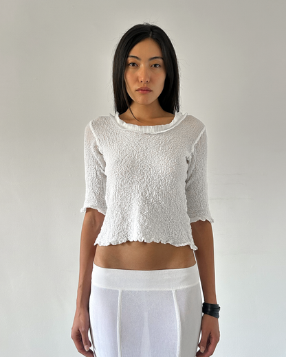 Issey Miyake Cropped Crinkle Top