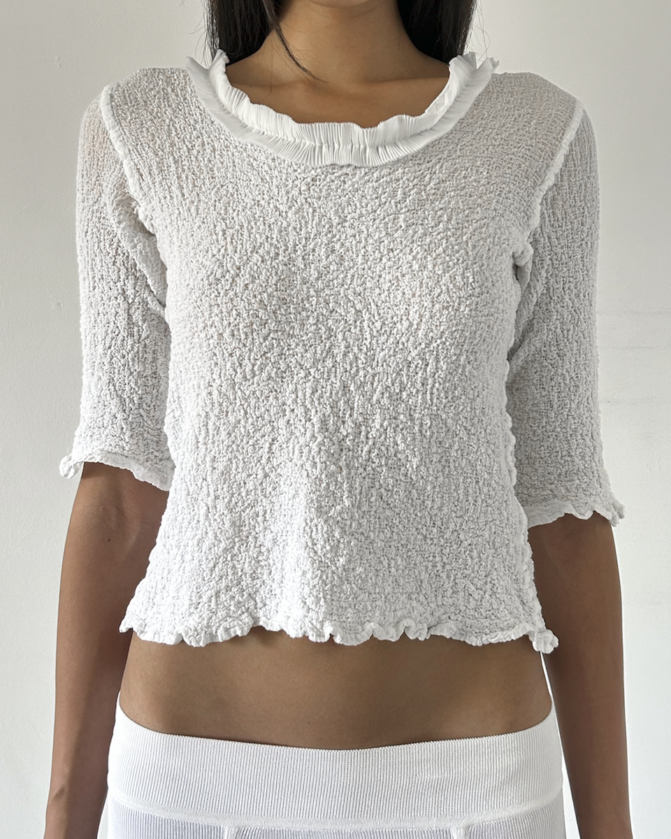 Issey Miyake Cropped Crinkle Top