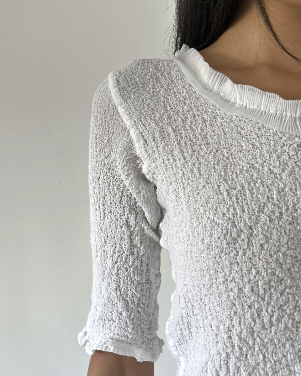 Issey Miyake Cropped Crinkle Top