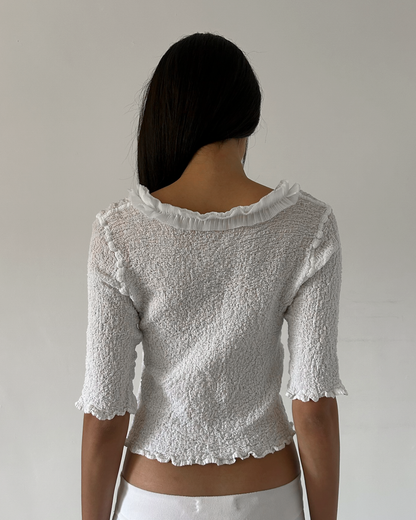 Issey Miyake Cropped Crinkle Top