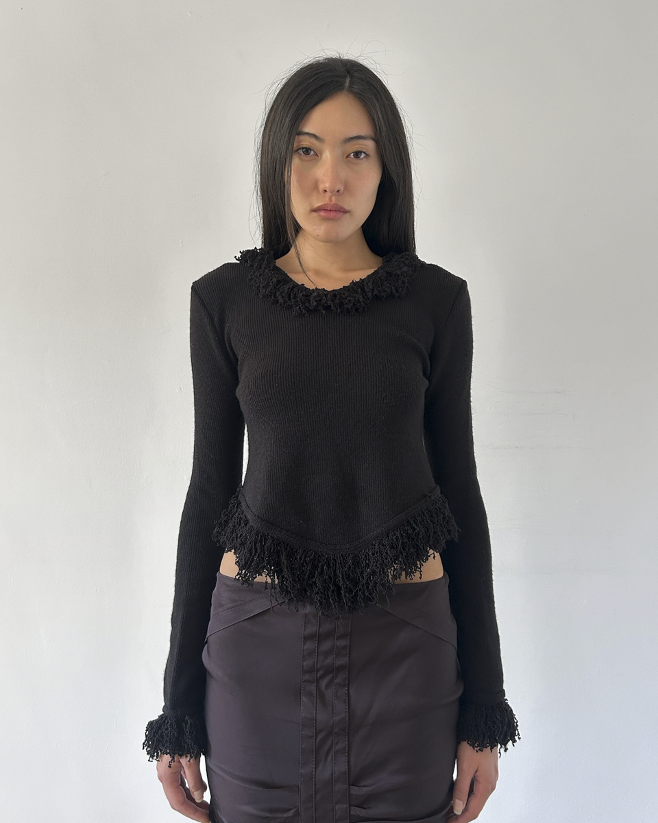 Sharagano Paris Fringe Sweater