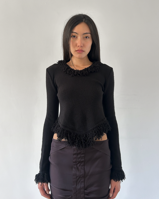 Sharagano Paris Fringe Sweater