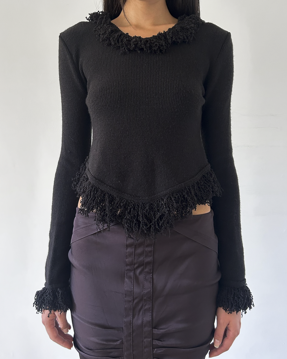 Sharagano Paris Fringe Sweater