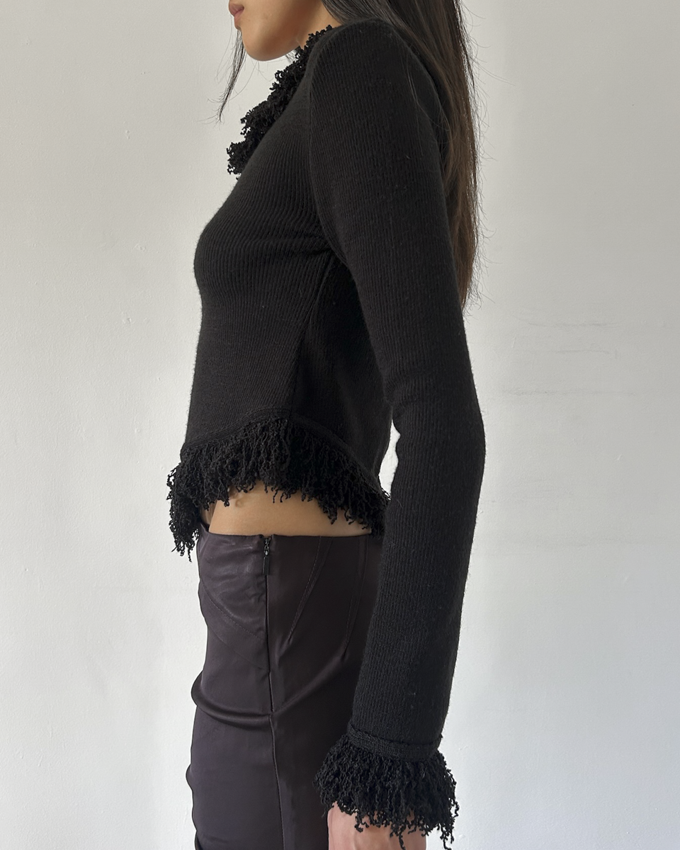 Sharagano Paris Fringe Sweater