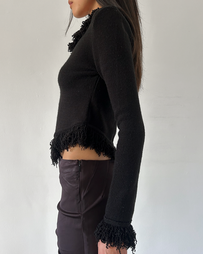 Sharagano Paris Fringe Sweater