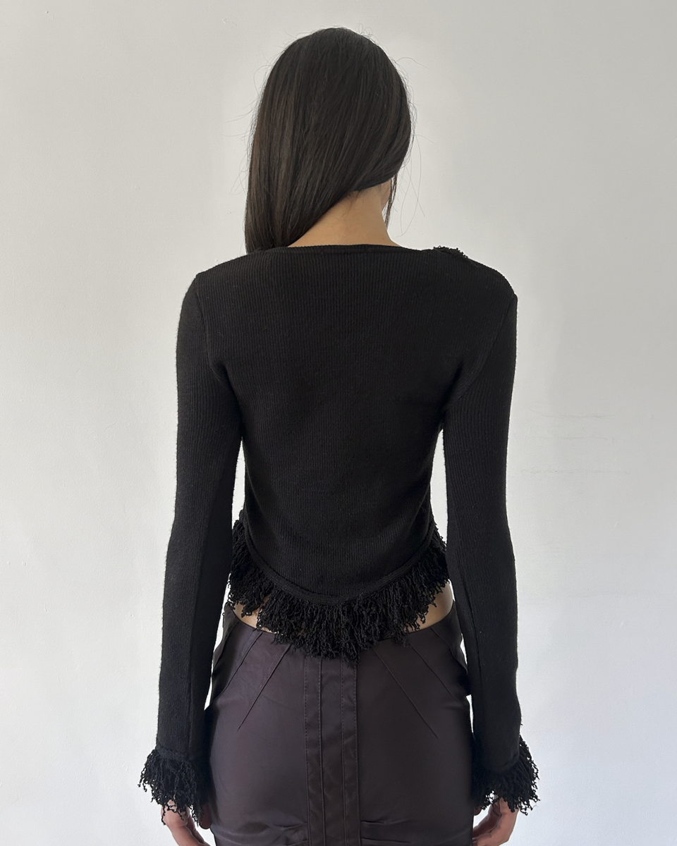 Sharagano Paris Fringe Sweater