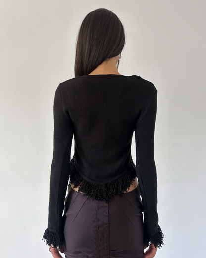 Sharagano Paris Fringe Sweater