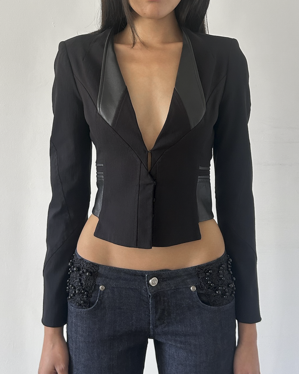 Zac Posen Cropped Leather Blazer