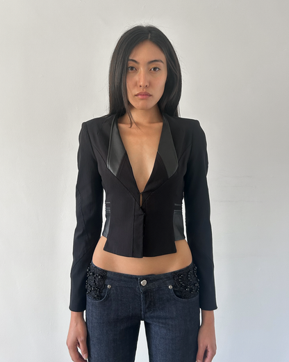 Zac Posen Cropped Leather Blazer