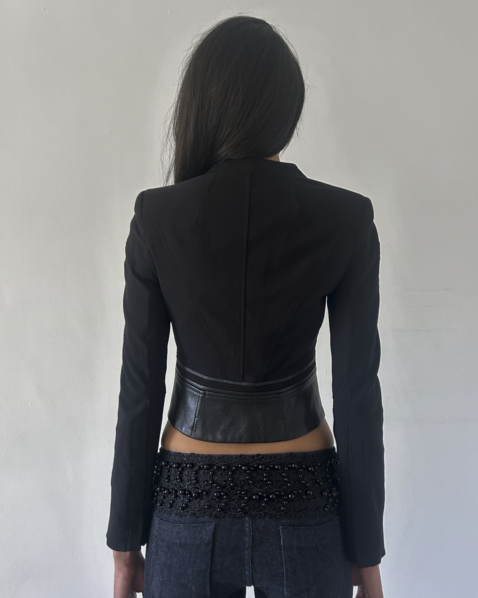 Zac Posen Cropped Leather Blazer