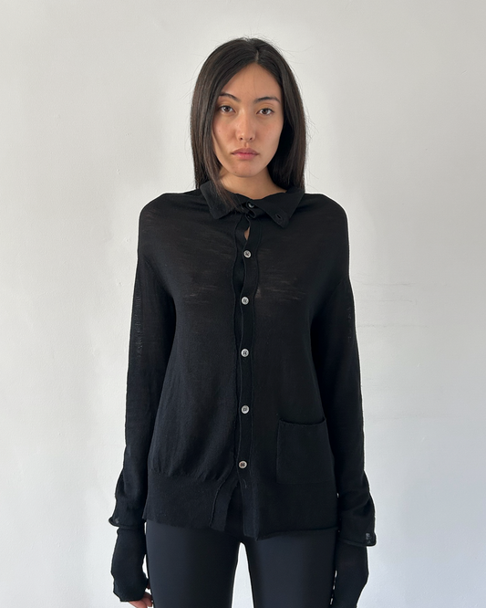 Y’s Yohji Yamamoto Asymmetrical Cowl Neck Cardigan