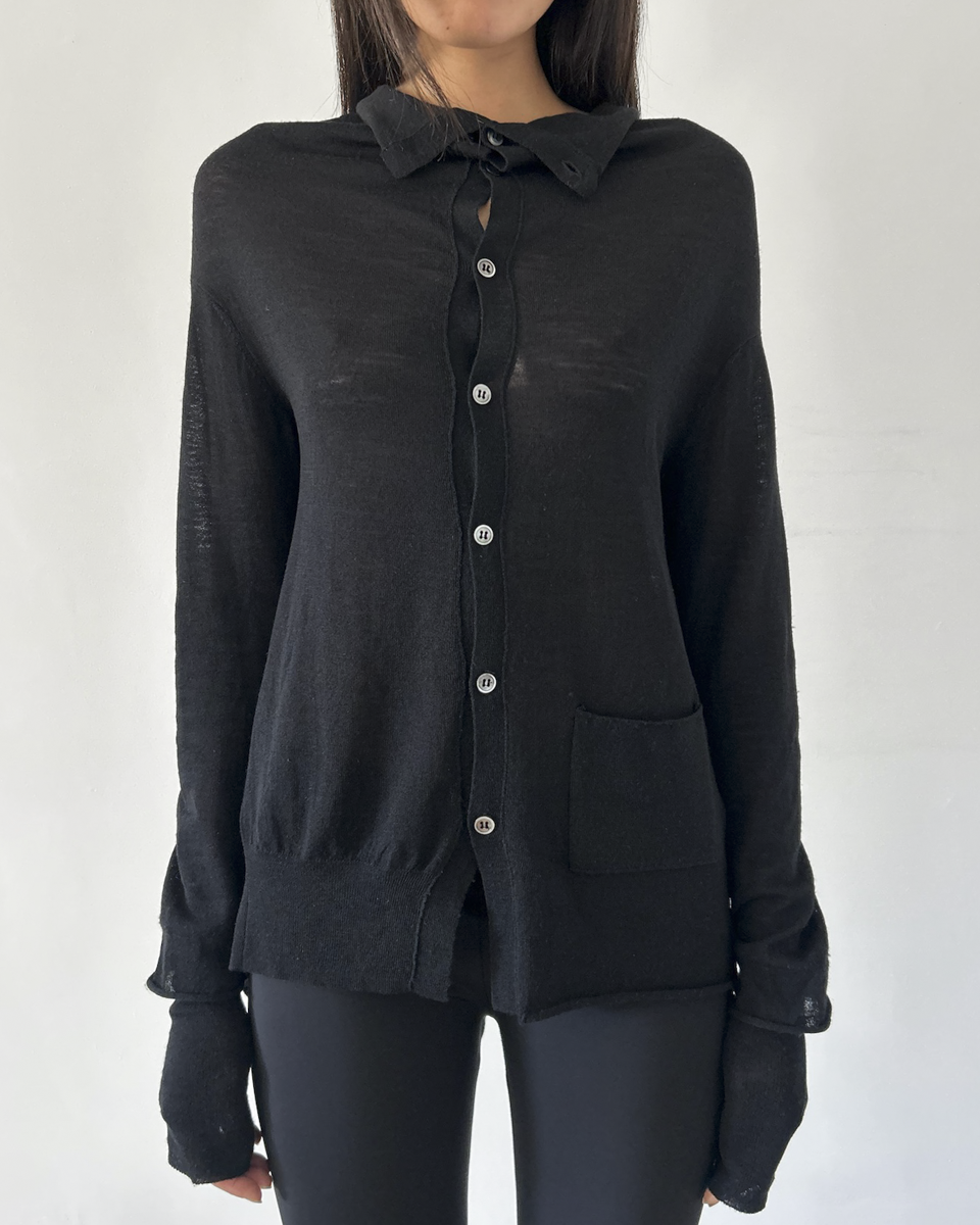 Y’s Yohji Yamamoto Asymmetrical Cowl Neck Cardigan