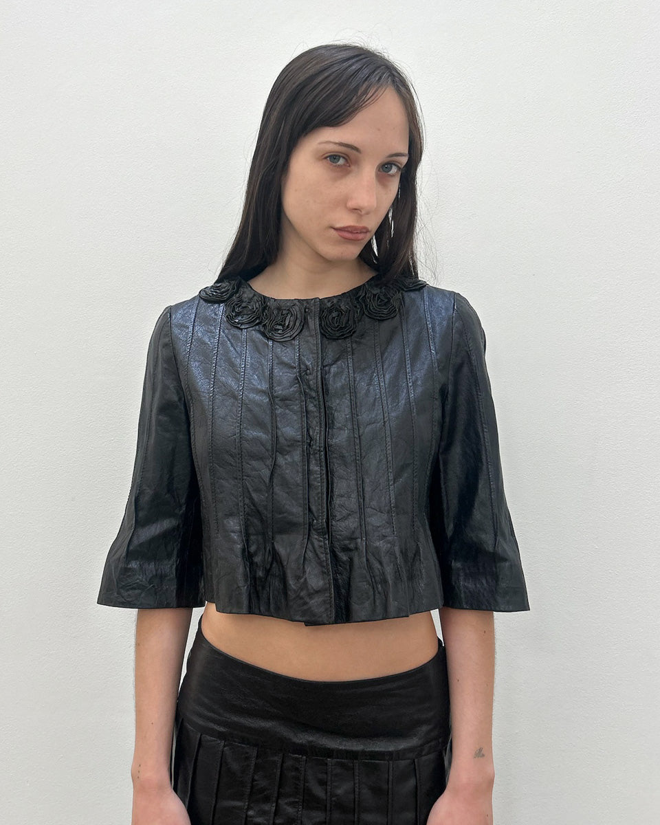 Philosophy Di Alberta Ferretti Leather Cropped Jacket