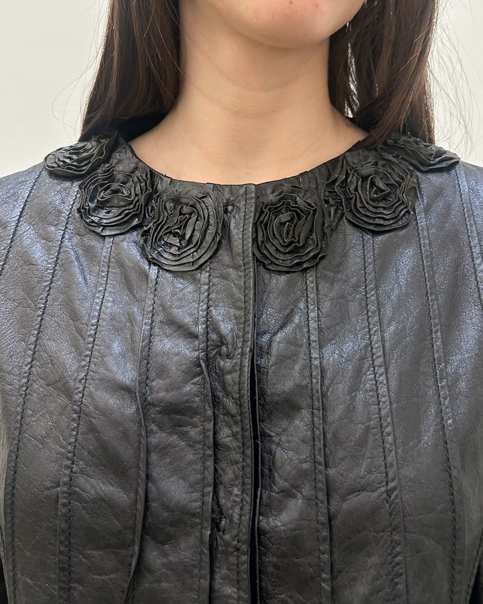 Philosophy Di Alberta Ferretti Leather Cropped Jacket