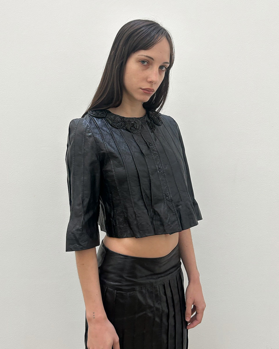 Philosophy Di Alberta Ferretti Leather Cropped Jacket