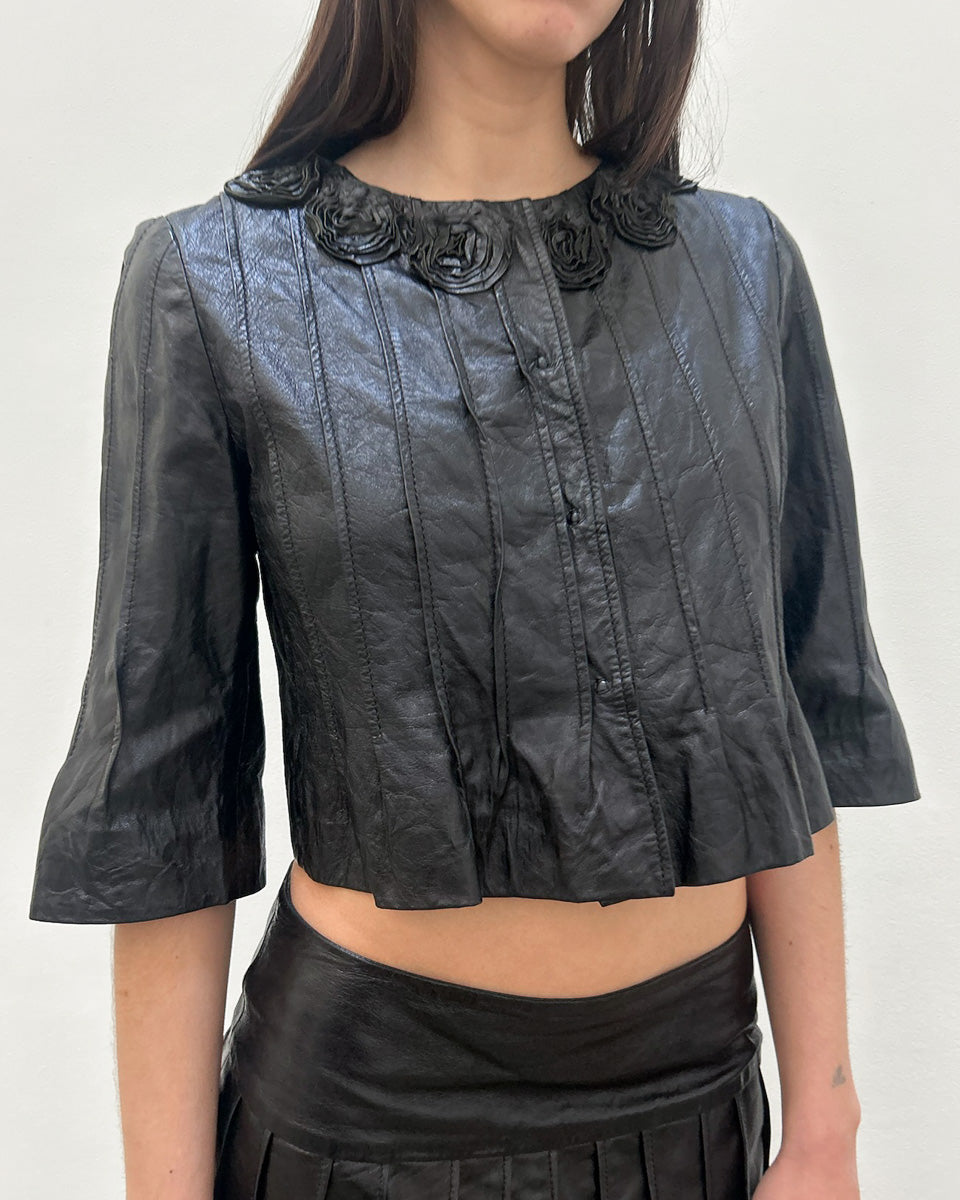 Philosophy Di Alberta Ferretti Leather Cropped Jacket