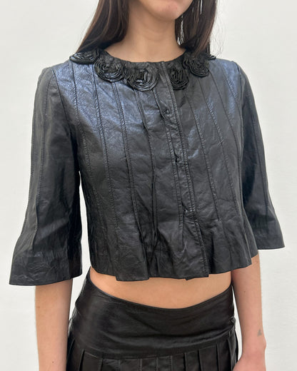 Philosophy Di Alberta Ferretti Leather Cropped Jacket